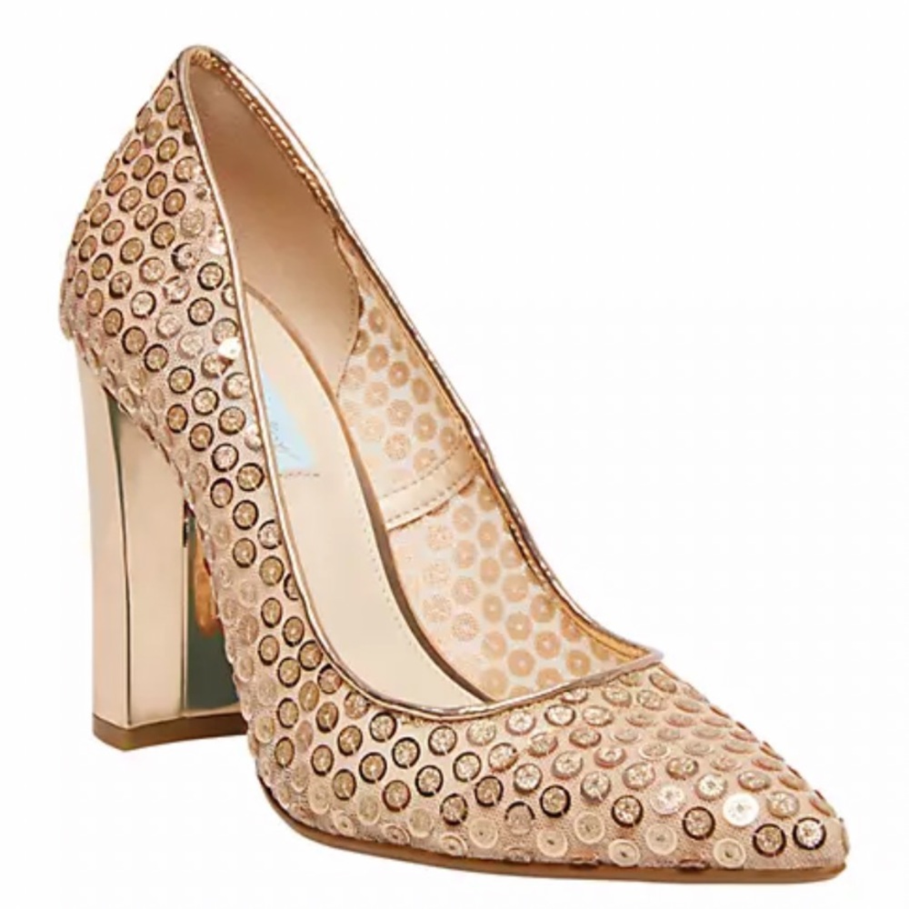 Betsey Johnson Gold Sequin Heels